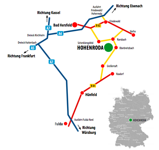 Anfahrtskarte - Tagungshotel Hessen Hotelpark Hohenroda